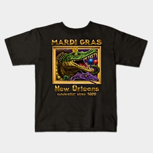 Alligators Celebrating Mardi Gras New Orleans Kids T-Shirt